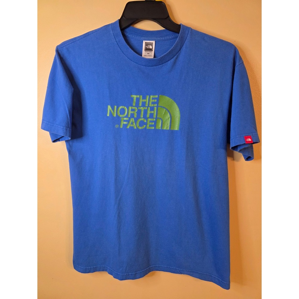The North Face Mens Blue Green Logo Graphic T-Shirt Size Medium Short Sleeve